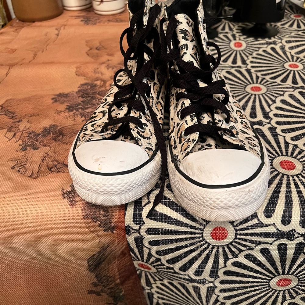 Converse Black and White Floral High-Tops